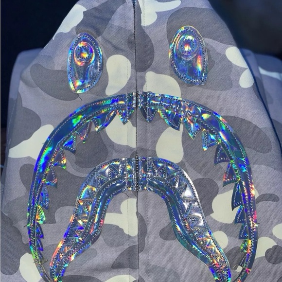 Bape Hoodie - Glow in the Dark - Reflective Shark Face - 100% cotton & Authentic